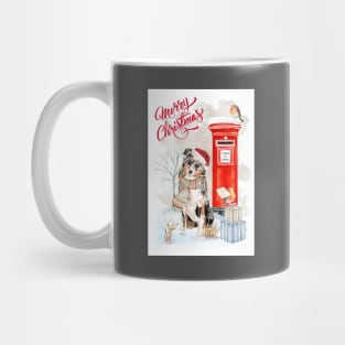 Australian Shepherd Dog Merry Christmas Santa Dog Mug